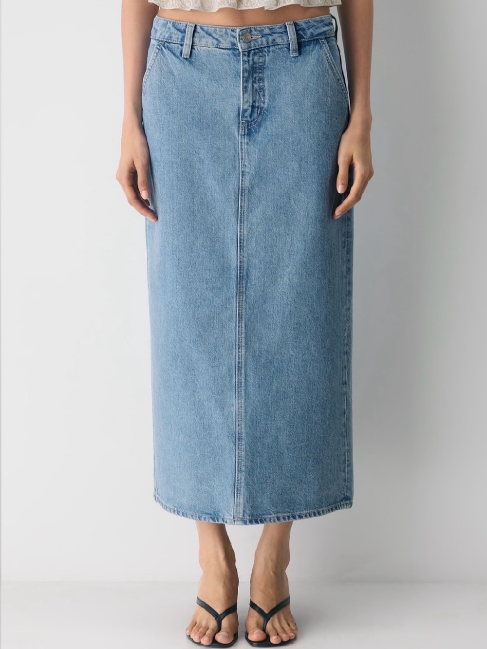 Aritzia Straight-Leg Jeans Skirt in Blue Denim